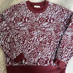 Madewell (Re)sourced cotton oversized pullover sweater in Tigerized Print sizeXS
